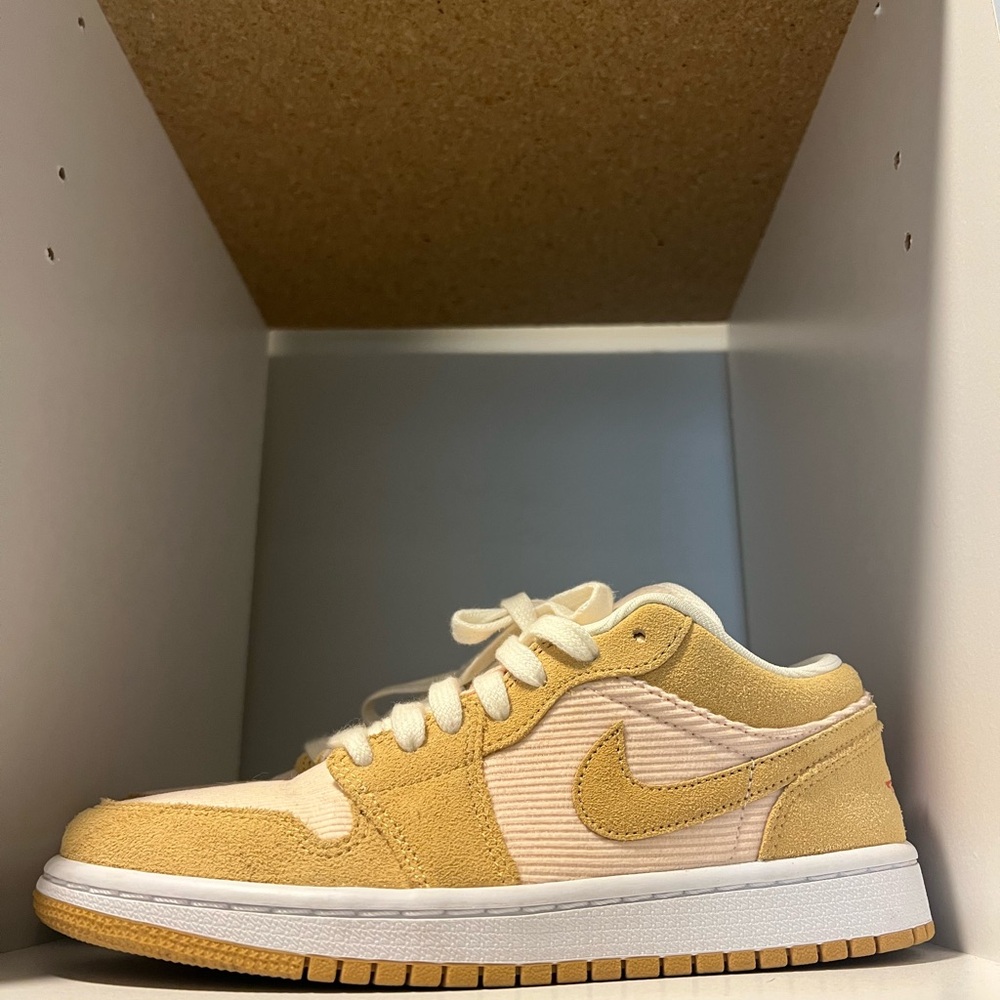 Nike Women's Orange and Light Pink Corduroy Dunks